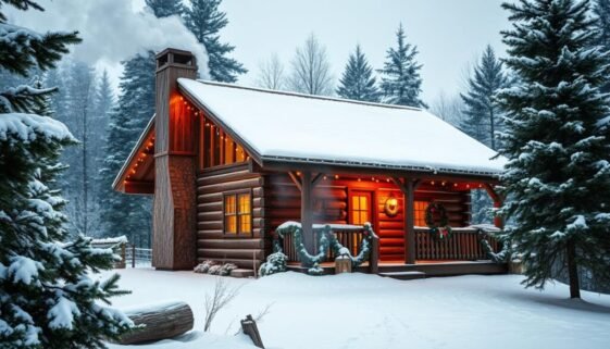 Christmas in a log cabin