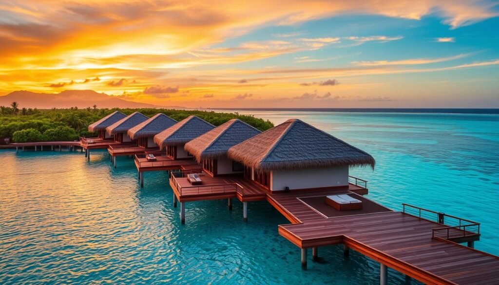 Overwater villas in the Maldives