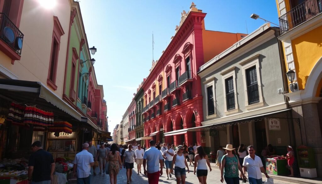 Colorful buildings and street scene in Mexico City - a vibrant summer solo travel destination