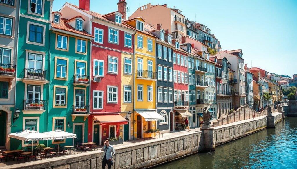 Colorful buildings in Porto, Portugal - a top summer solo travel destination Colorful buildings in Porto, Portugal - a top summer solo travel destination