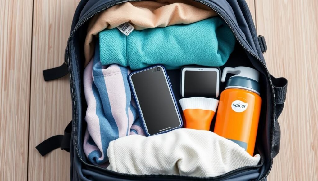 Efficiently packed backpack for solo summer travel