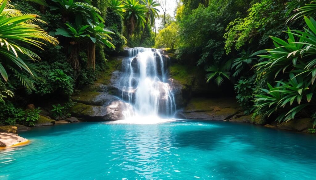 Lush rainforest and waterfall in Costa Rica - perfect for summer solo travel Lush rainforest and waterfall in Costa Rica - perfect for summer solo travel