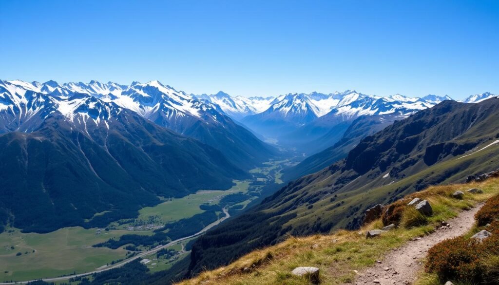 Scenic mountain view in New Zealand - perfect for summer solo hiking
