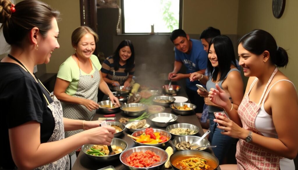 Solo traveler participating in a local cooking class