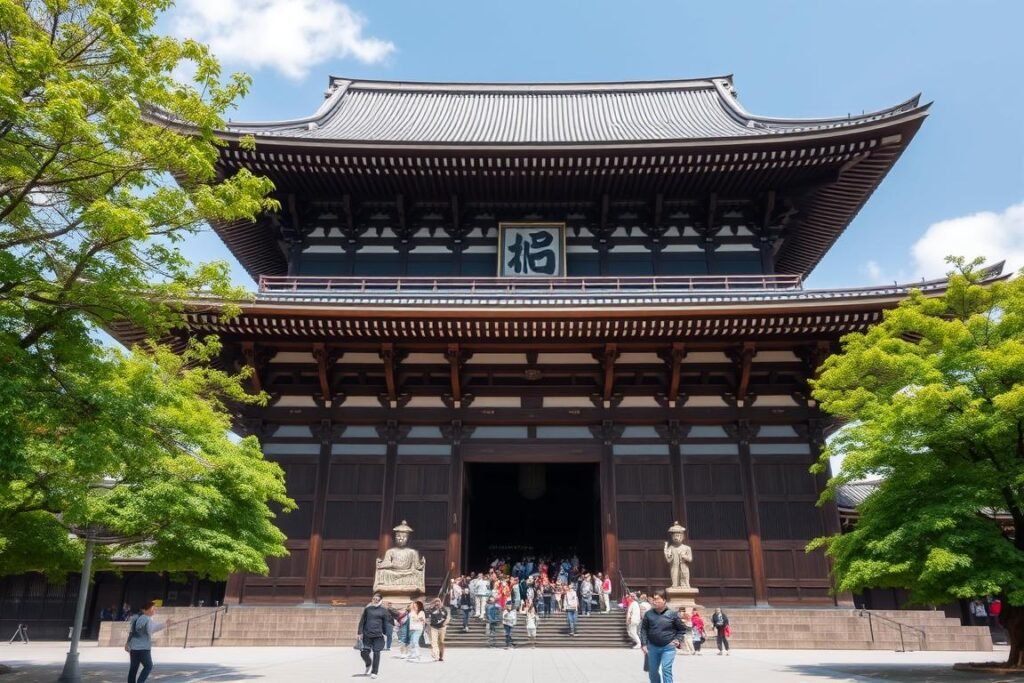 Todai-ji Temple's Great Buddha Hall in Nara during summer