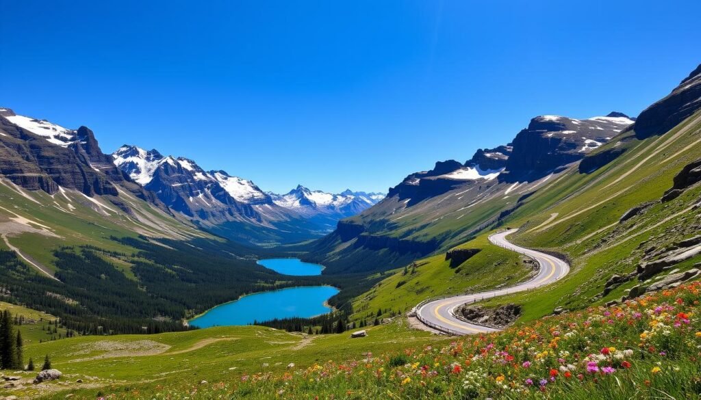 Going-to-the-Sun Road in Glacier National Park during summer Going-to-the-Sun Road in Glacier National Park during summer