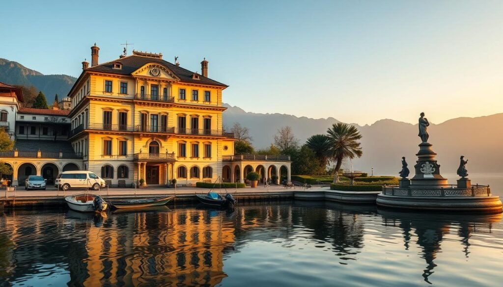 Historic Villa Sola Cabiati on Lake Como with private dock, manicured gardens and panoramic lake views offering an international luxurious lake resorts private retreat
