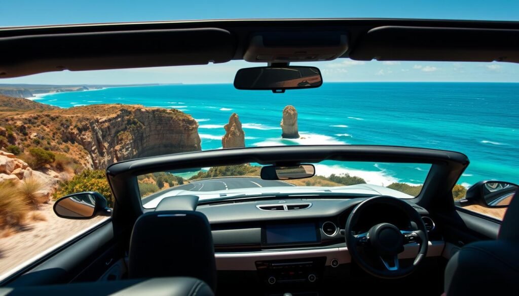 Luxury convertible on Australia's Great Ocean Road with views of the Twelve Apostles in 2025 Luxury convertible on Australia's Great Ocean Road with views of the Twelve Apostles in 2025
