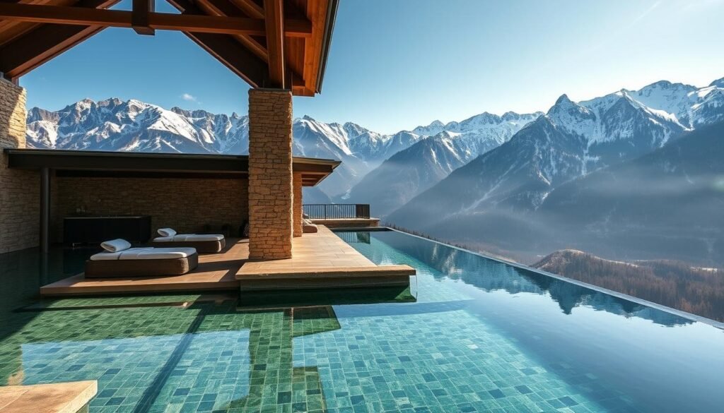 Luxury mountain spa resort with panoramic views