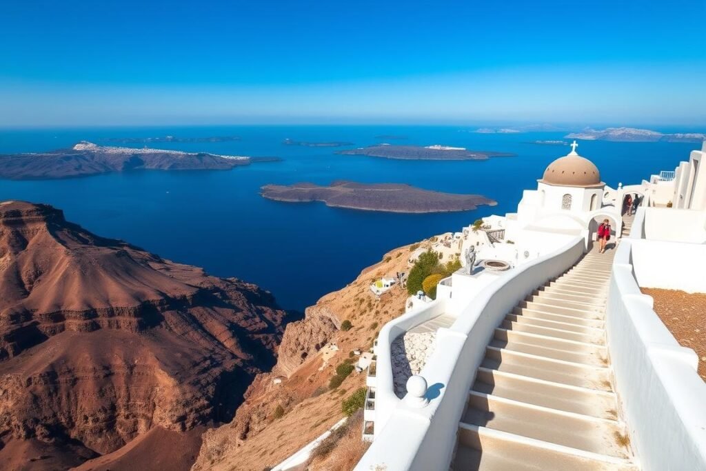 Scenic walking path between Fira and Imerovigli with caldera views - a must-do activity in your 1 week in Greece itinerary Scenic walking path between Fira and Imerovigli with caldera views - a must-do activity in your 1 week in Greece itinerary