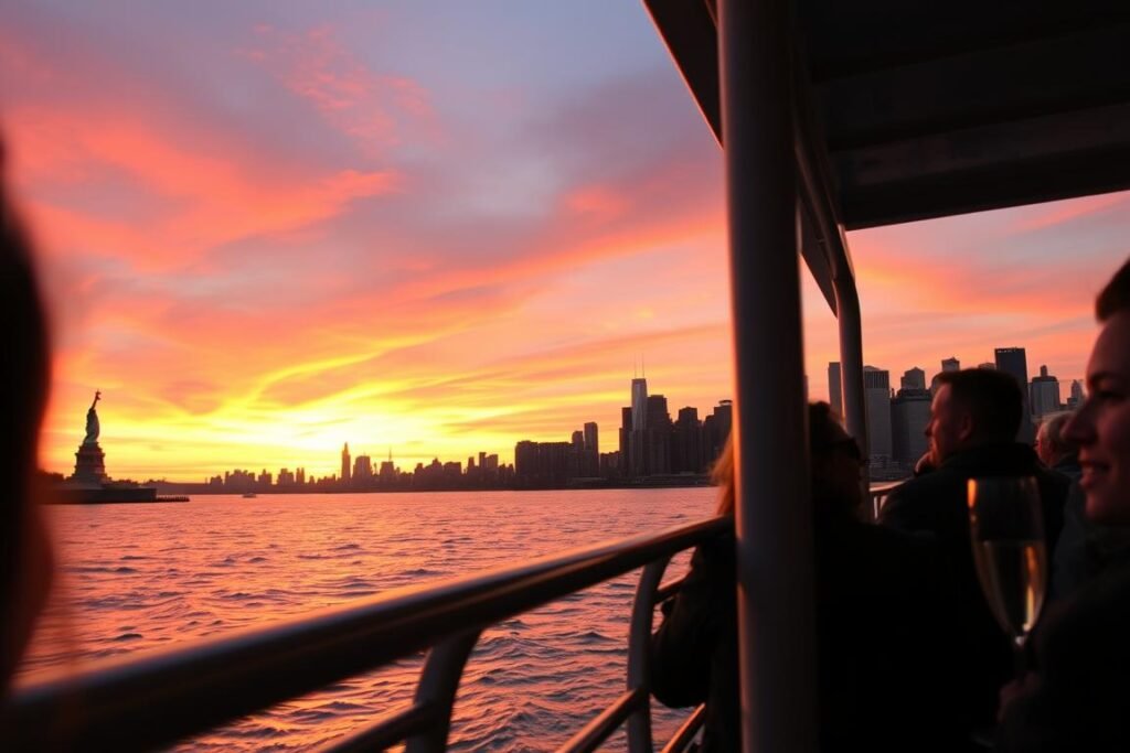 Sunset cruise with Manhattan skyline view and Statue of Liberty