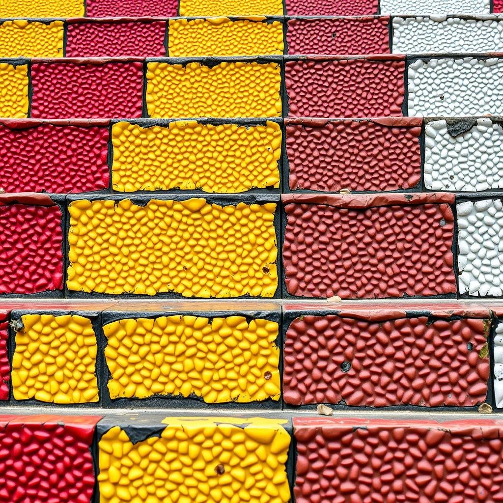 Detail of Selarón Steps showing colorful tiles in Rio de Janeiro