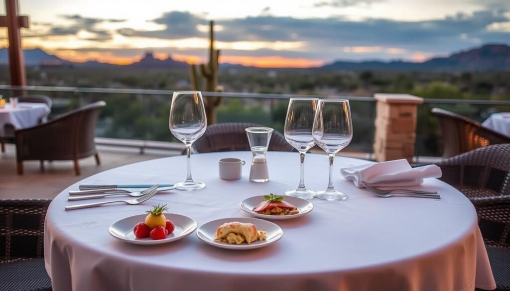 Elegant dinner setting at luxury restaurant in Scottsdale