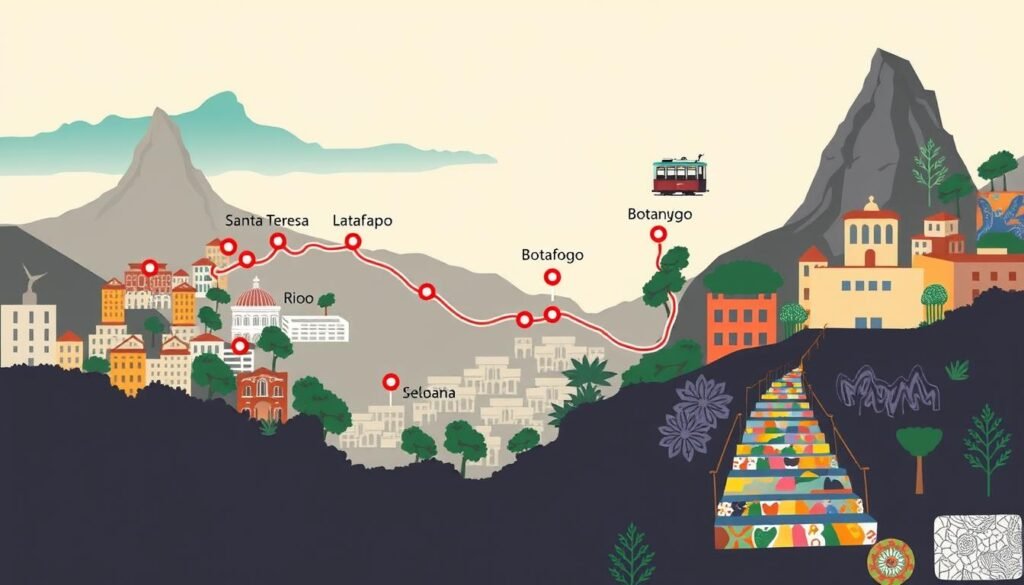 Map showing the Historic Center & Bay View Circuit in Rio de Janeiro