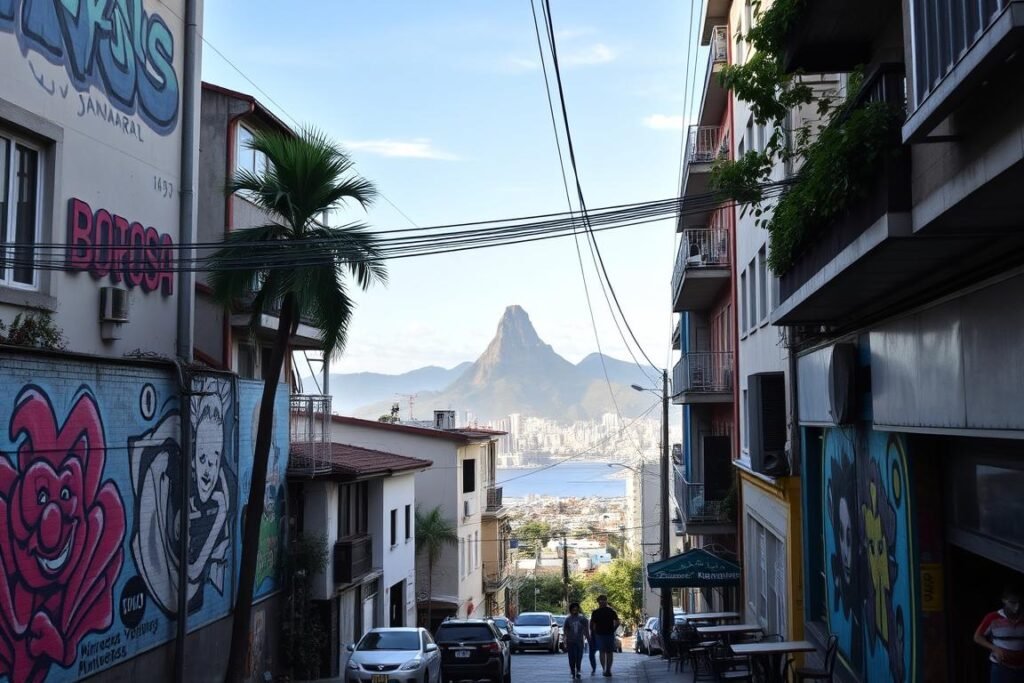 Street art in Botafogo with Sugarloaf Mountain view in Rio de Janeiro Street art in Botafogo with Sugarloaf Mountain view in Rio de Janeiro