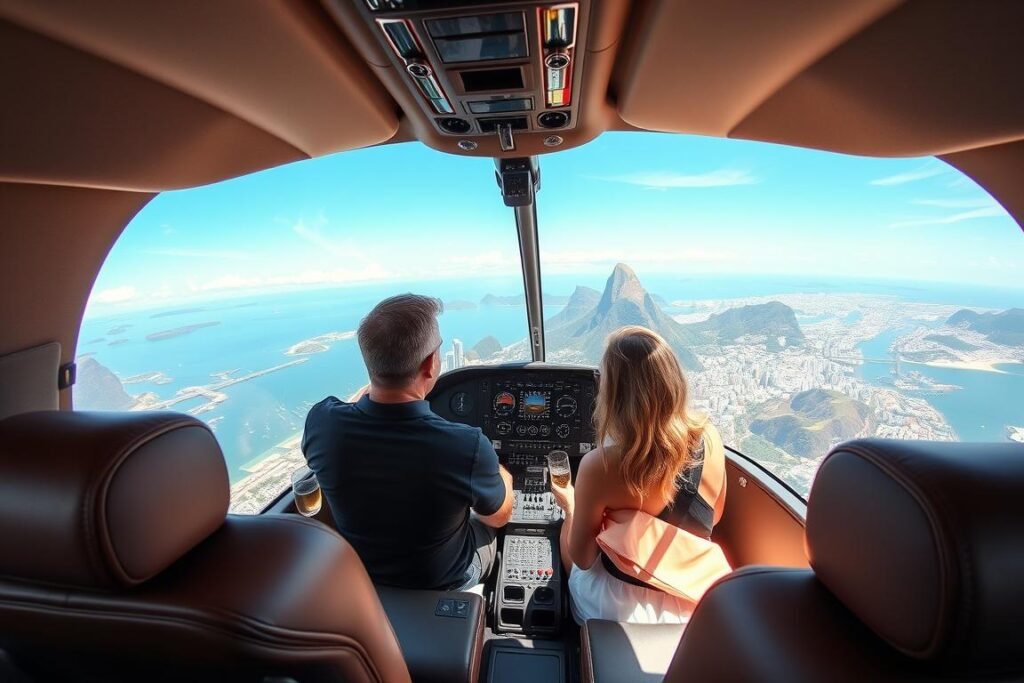 Private helicopter tour over Rio de Janeiro showing Christ the Redeemer and Sugarloaf Mountain Private helicopter tour over Rio de Janeiro showing Christ the Redeemer and Sugarloaf Mountain