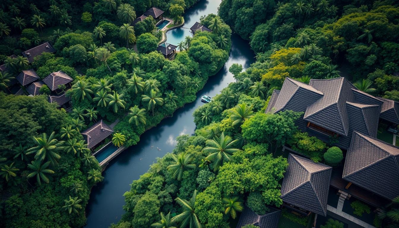 COMO Shambhala Estate luxury wellness retreat in Bali surrounded by lush jungle and sacred rivers