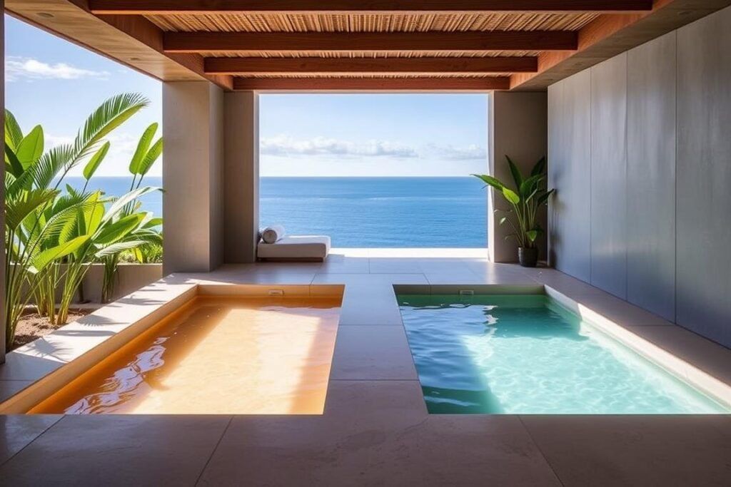 Contrast therapy pools at The Asa Maia wellness retreat in Bali