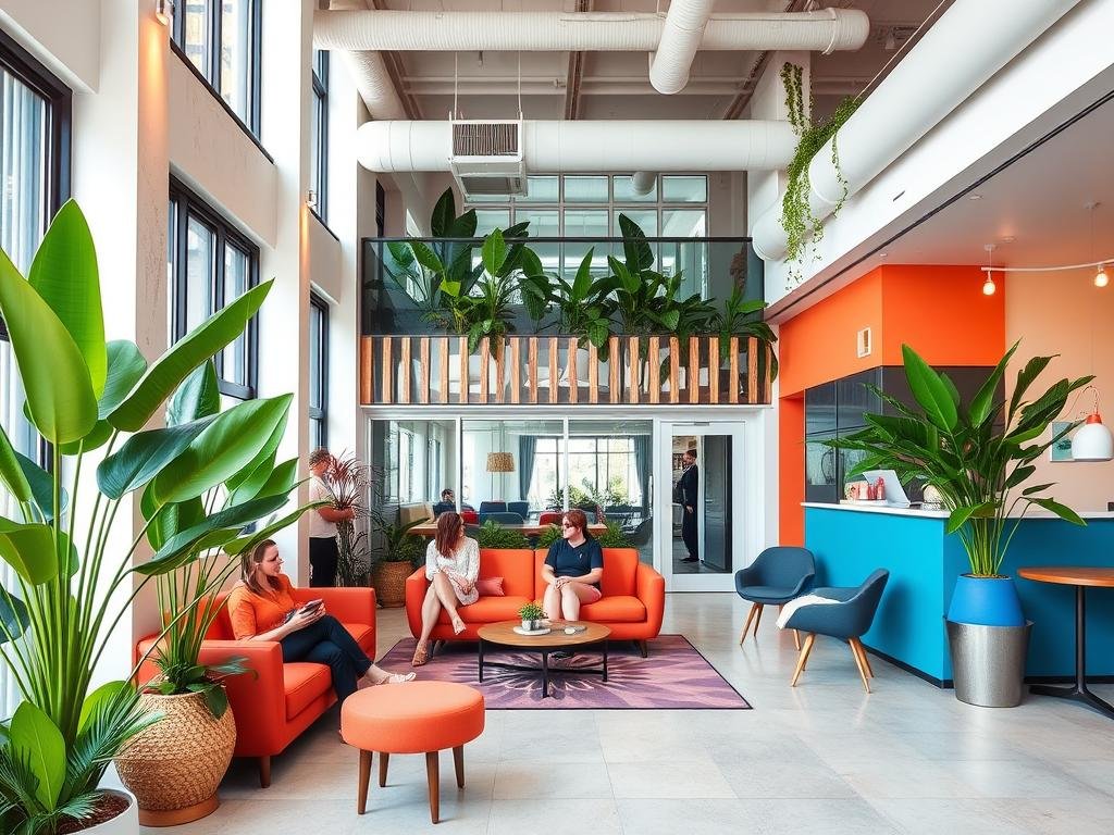 Generator Miami hostel modern lobby with colorful decor