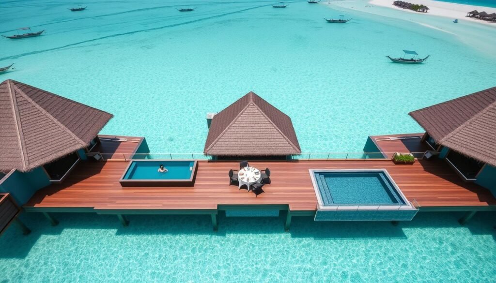 InterContinental Maldives Maamunagau Resort with overwater villas and turquoise lagoon