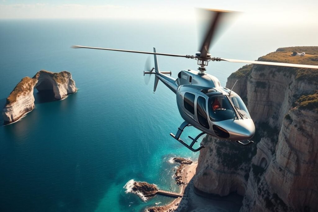 Luxury helicopter transfer over Portuguese coastline