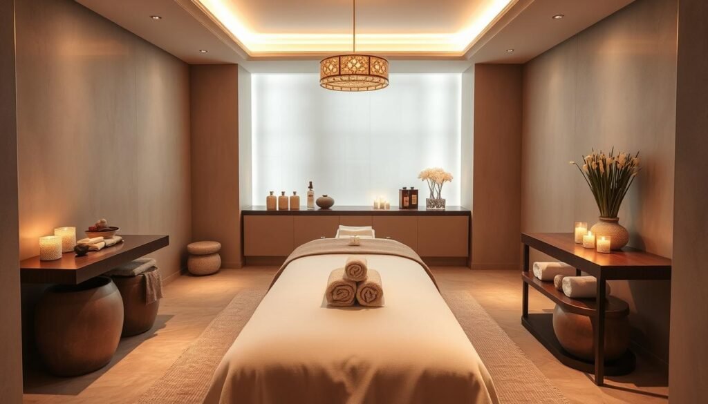Luxury spa treatment room at a five-star Las Vegas resort