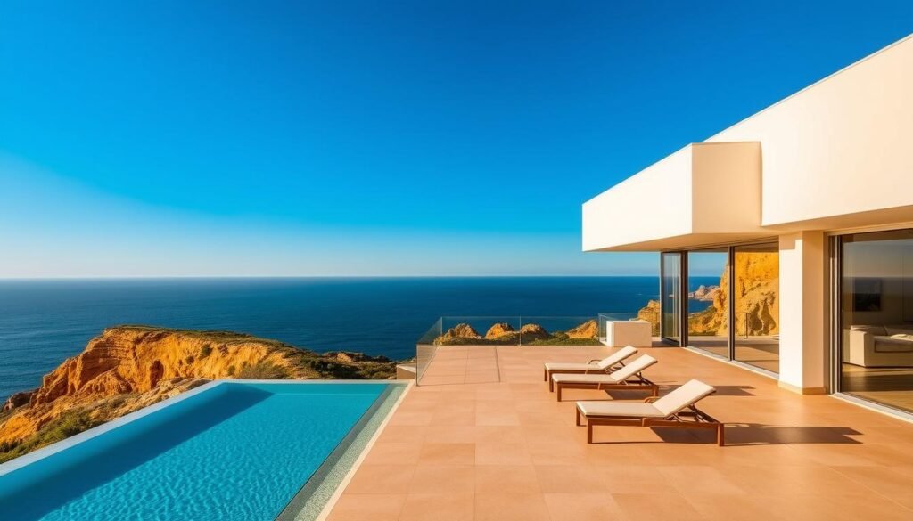 Luxury villa with infinity pool overlooking Algarve coastline