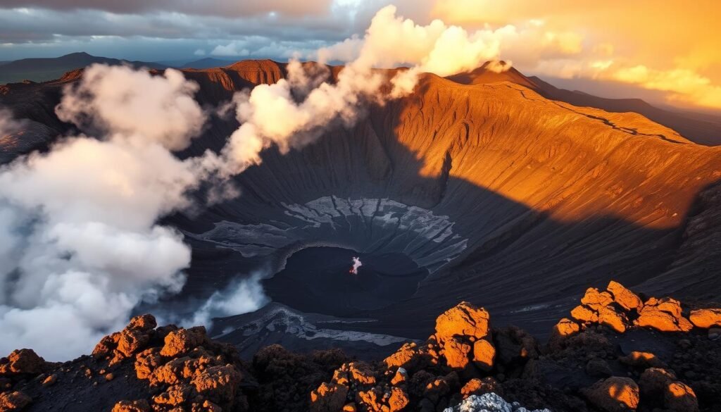 Steam rising from Kilauea crater in Hawaii Volcanoes National Park during a 7-day Hawaii adventure