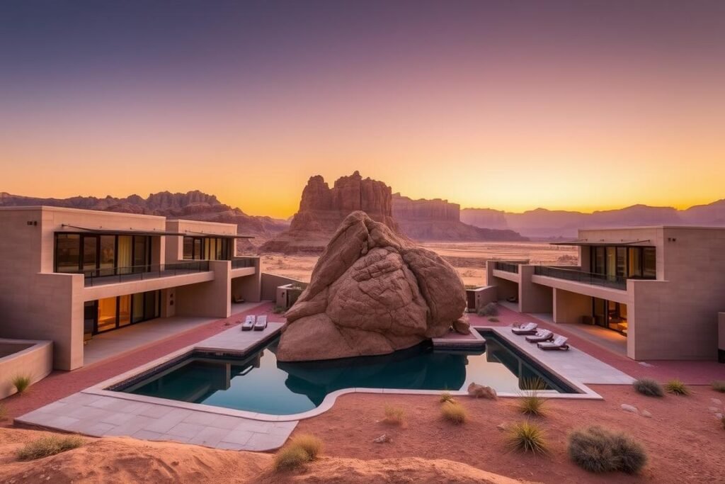 Amangiri's desert architecture blending with Utah landscape