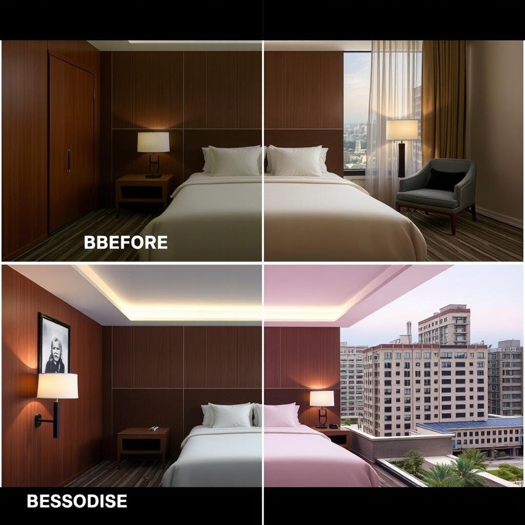 Before and after hotel photo editing for Instagram, essential for showcasing Most Instagrammable Luxury Hotels in Europe