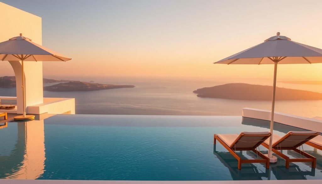Canaves Oia Suites infinity pool overlooking Santorini caldera, ranked among the Most Instagrammable Luxury Hotels in Europe