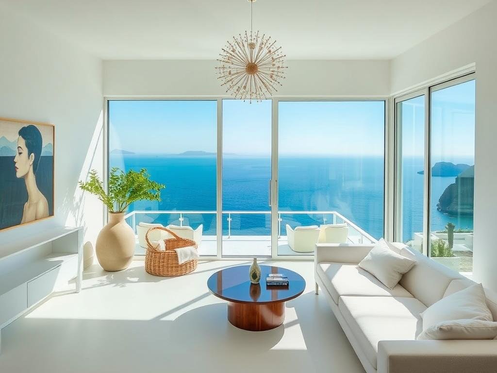 Casa Angelina's minimalist white interiors and sea views