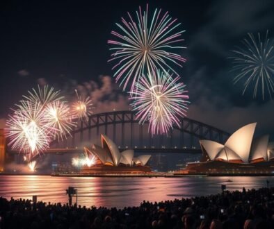Fireworks-display-over-Sydney-Harbour-Bridge-and-Opera-House-one-of-the-best-New-Years Fireworks display over Sydney Harbour Bridge and Opera House, one of the best New Year's vacation destinations