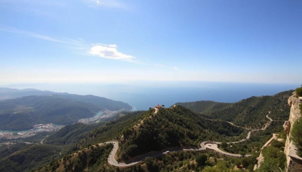 Panoramic view from Ravello showing the coastline and Mediterranean Sea below