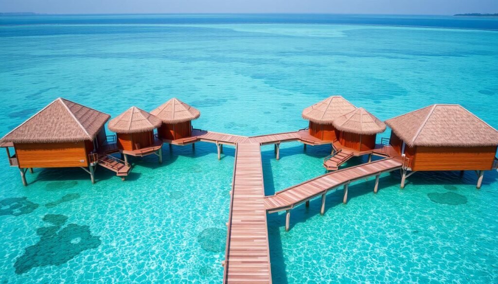 Affordable overwater bungalows at Fihalhohi Island Resort in Maldives