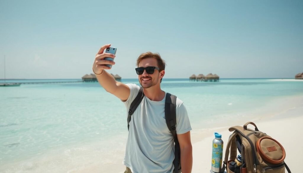 Budget traveler enjoying affordable Maldives experience with money-saving tips Budget traveler enjoying affordable Maldives experience with money-saving tips