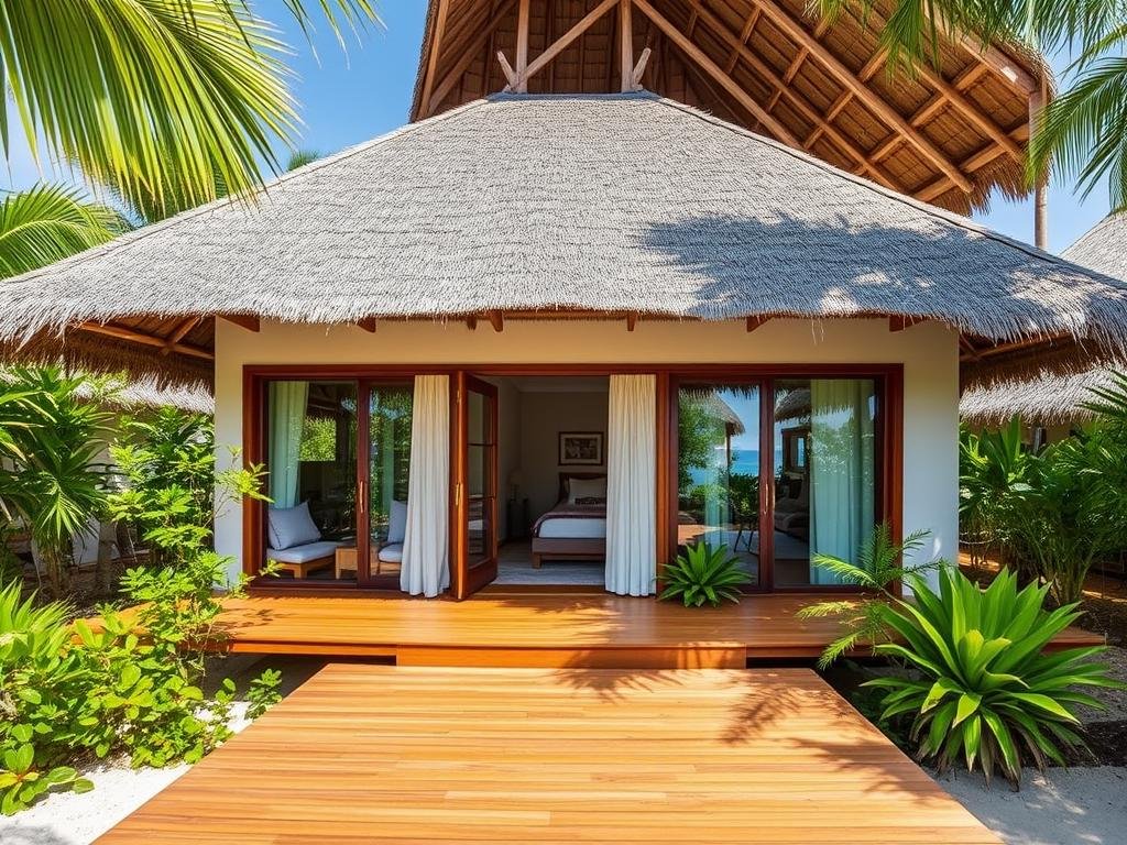 Deluxe Villa at Reethi Beach Resort showing eco-friendly design and natural materials