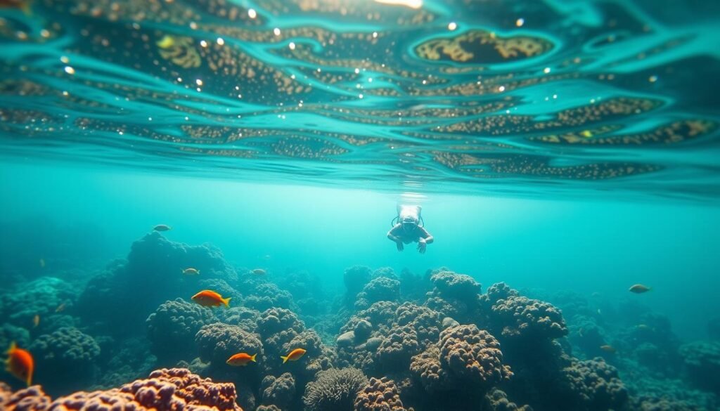 Snorkeling at the house reef of Embudu Village, an affordable Maldives resort