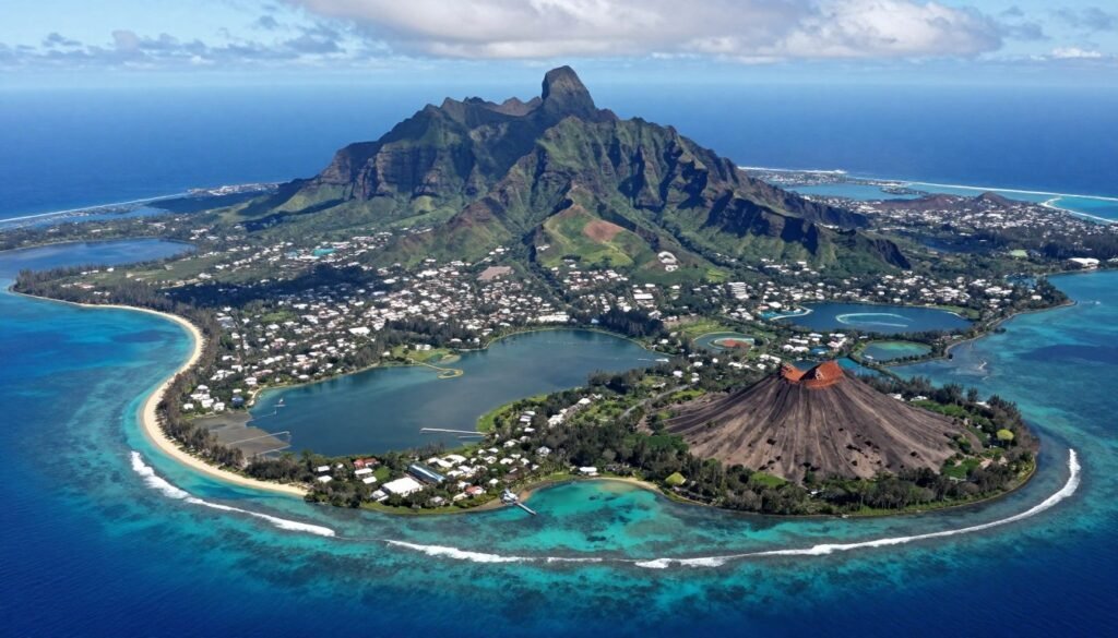 Aerial view of the Hawaiian islands showing their beautifully unique landscape