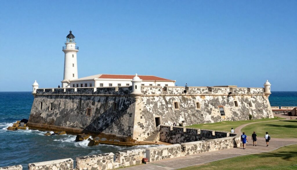 Castillo San Felipe del Morro fortress in Old San Juan with its iconic lighthouse and stone walls
