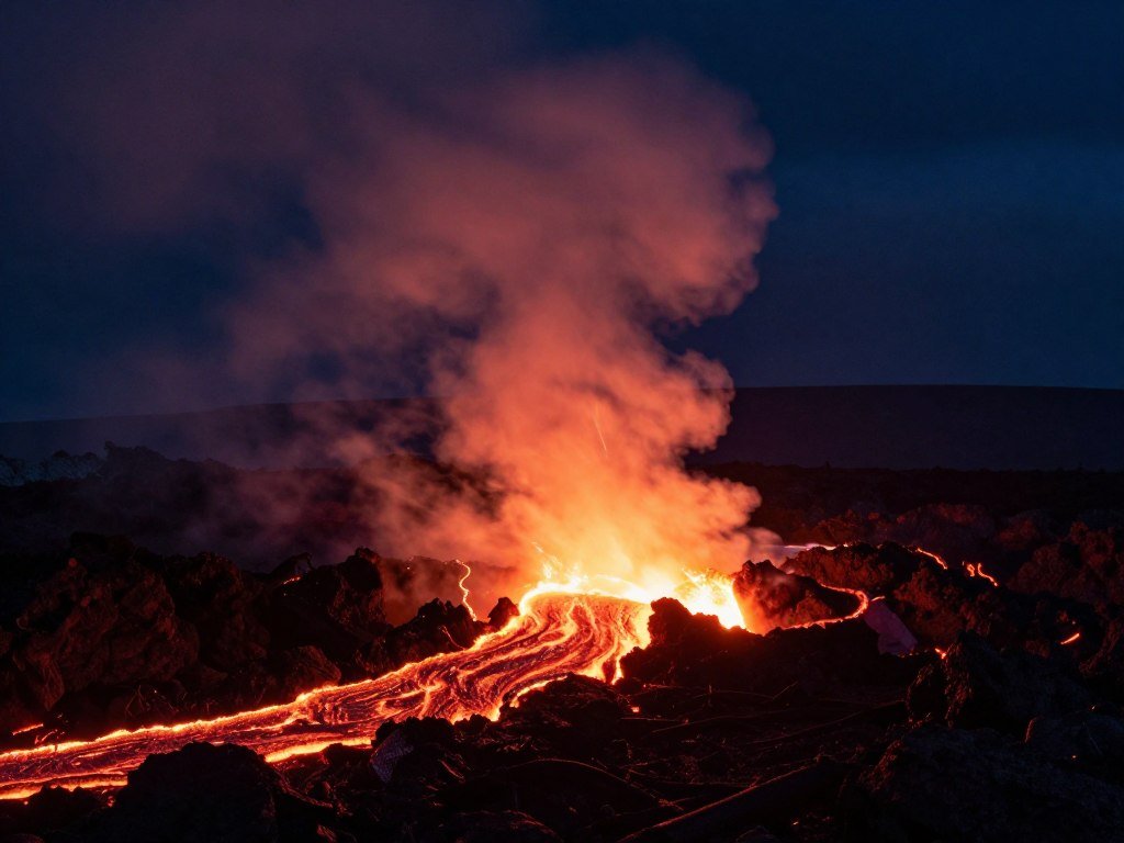 Hawaii Volcanoes National Park with active lava flow, a highlight in Hawaii trip planning