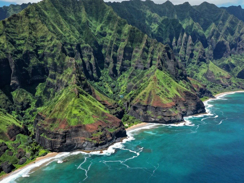 Na Pali Coast of Kauai with dramatic cliffs and blue ocean, important for Hawaii trip planning